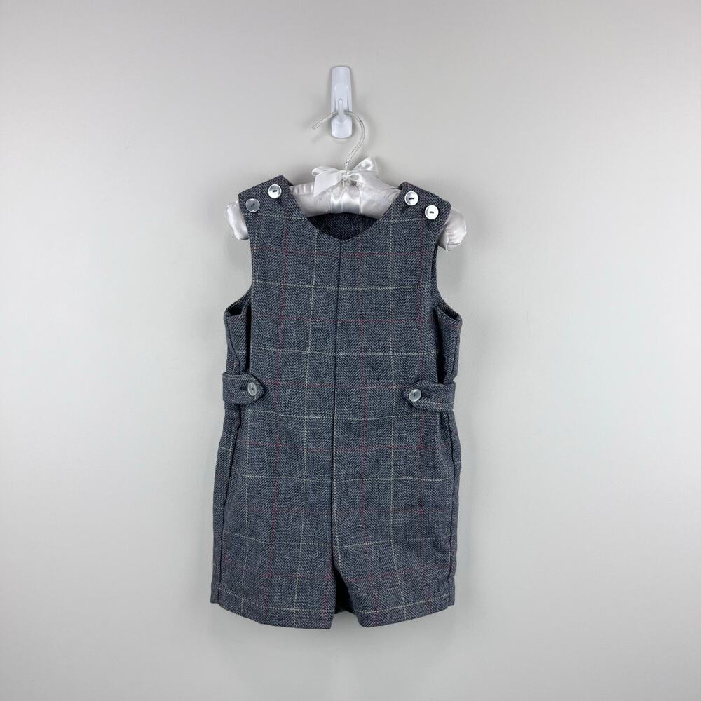 Vintage Gray Plaid Kids Romper